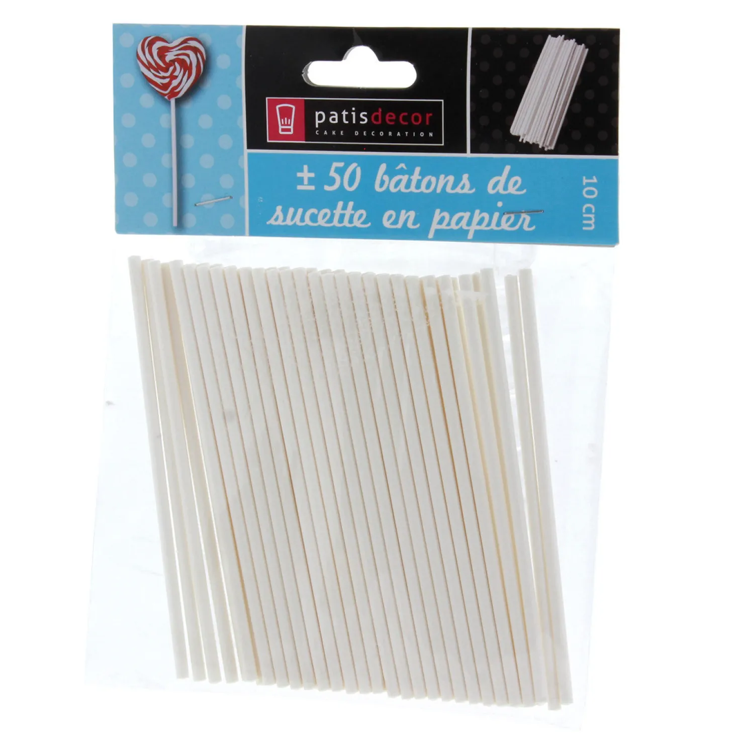 50 bâtons de sucette et cupcake en papier 10 cm - Patisdécor