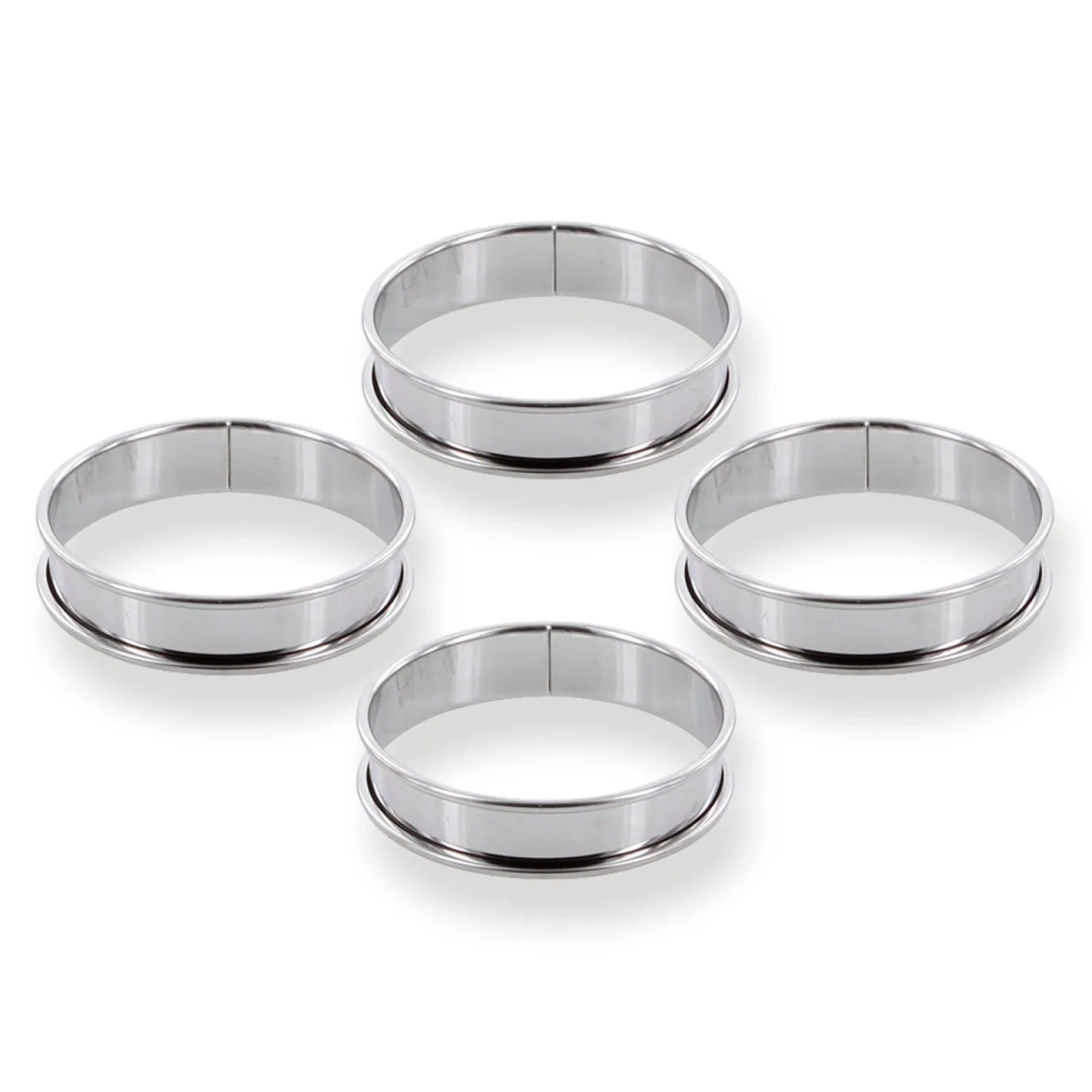 4 cercles à tartelette en inox - Alice Délice