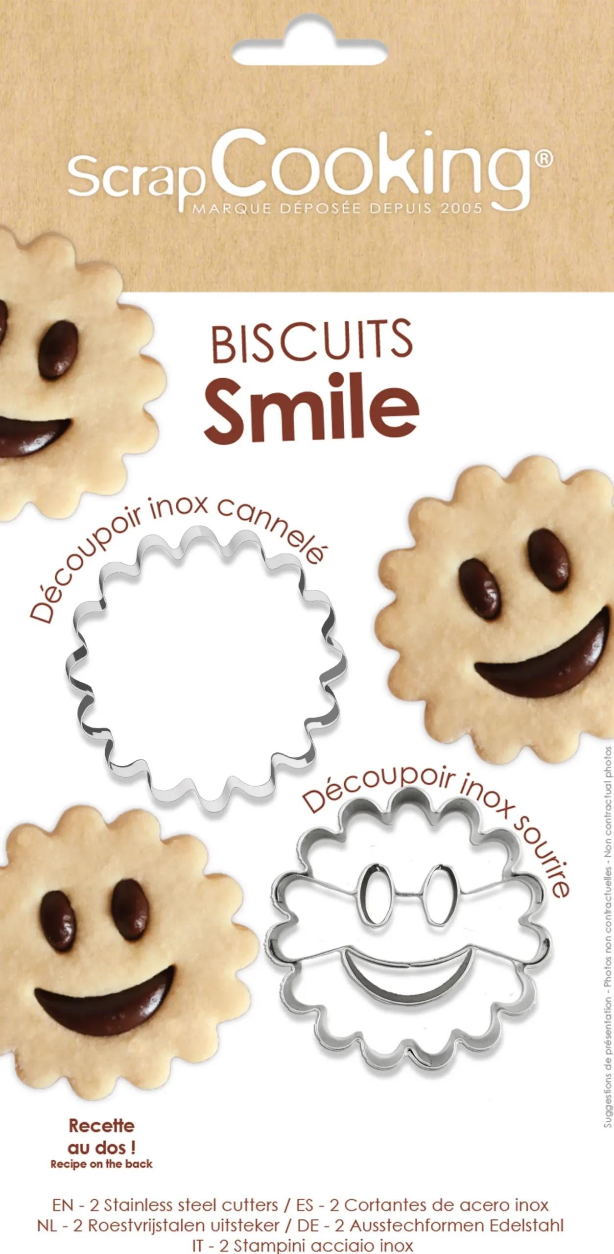 2 emporte-pièces en inox sourire smile - Scrapcooking