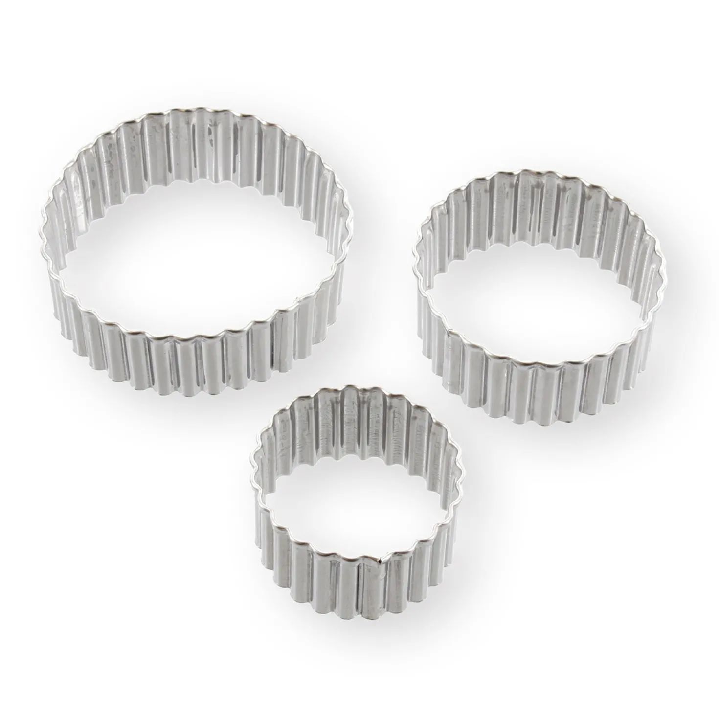 3 emporte-pièces rond cannelé en inox - Alice Délice