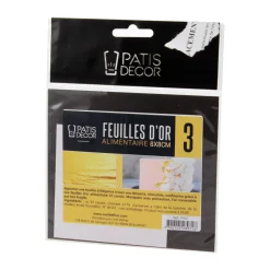 3 feuilles d'or alimentaire 8 x 8 cm - Patisdécor