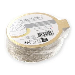 20 mini supports à gâteaux ronds dorés 8 cm