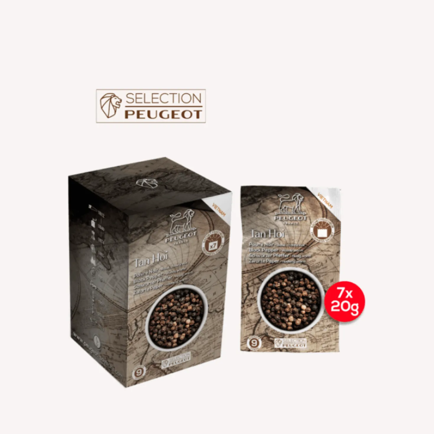 7 sachets de 20 grammes de poivre - Peugeot