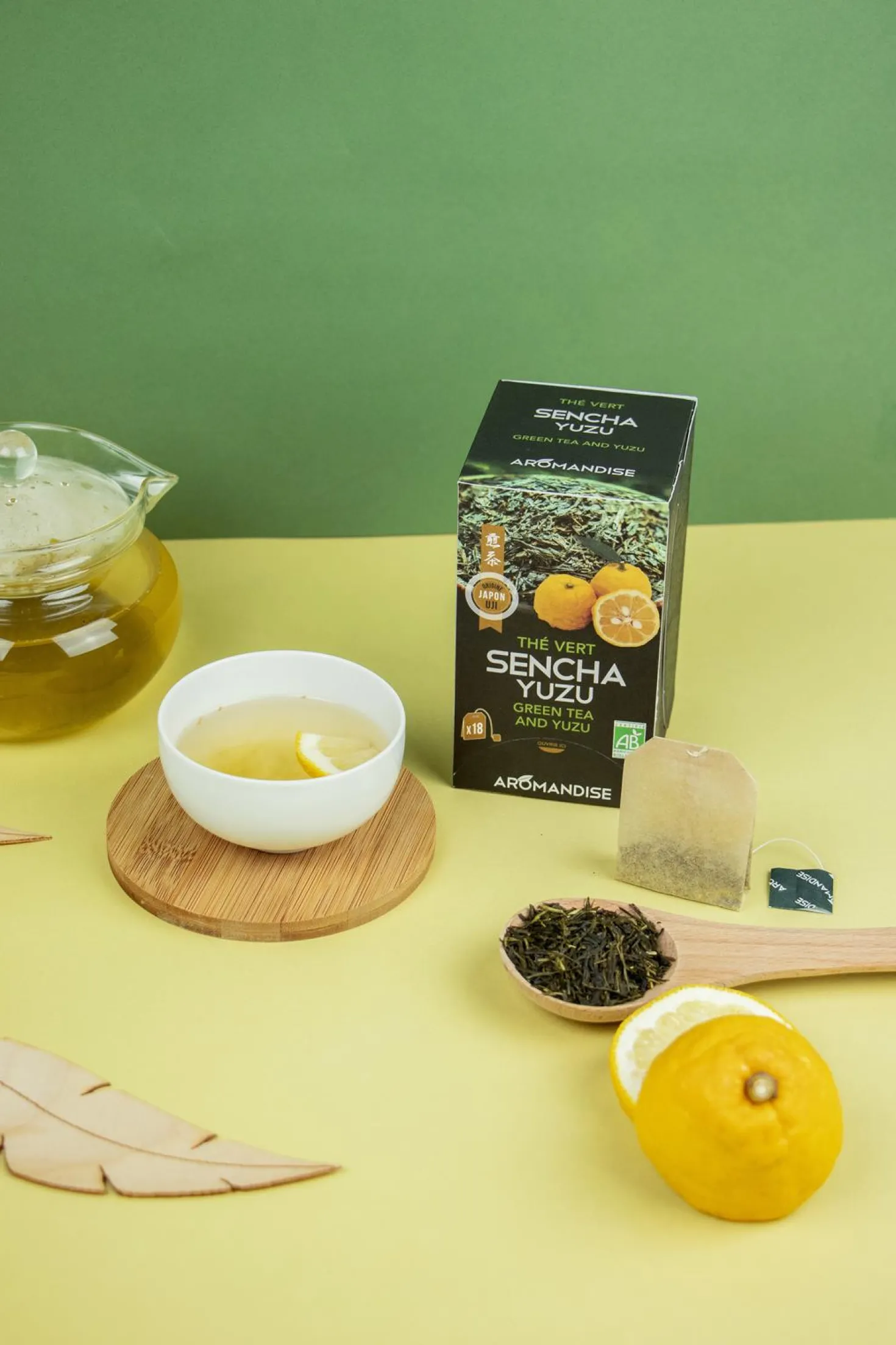 18 sachets de thé vert Sencha et Yuzu 2 gr - Aromandise