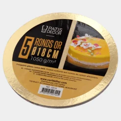 5 supports à gâteaux ronds dorés 18 cm - Gatodeco