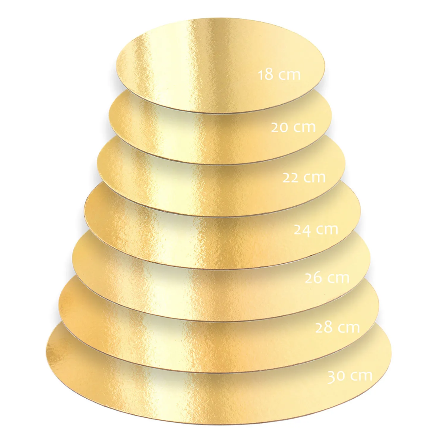 5 supports à gâteaux ronds dorés 26 cm