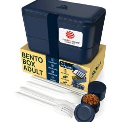 Bento encastrable 2 pots et couverts 1.5L bleu - Umami