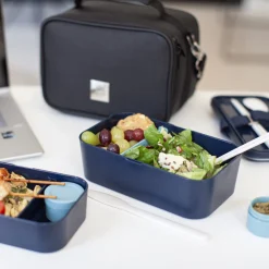Bento encastrable 2 pots et couverts 1.5L bleu - Umami
