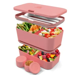 Bento encastrable 2 pots et couverts 1.5L rose - Umami