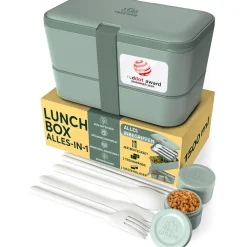 Bento encastrable 2 pots et couverts 1.5L vert - Umami