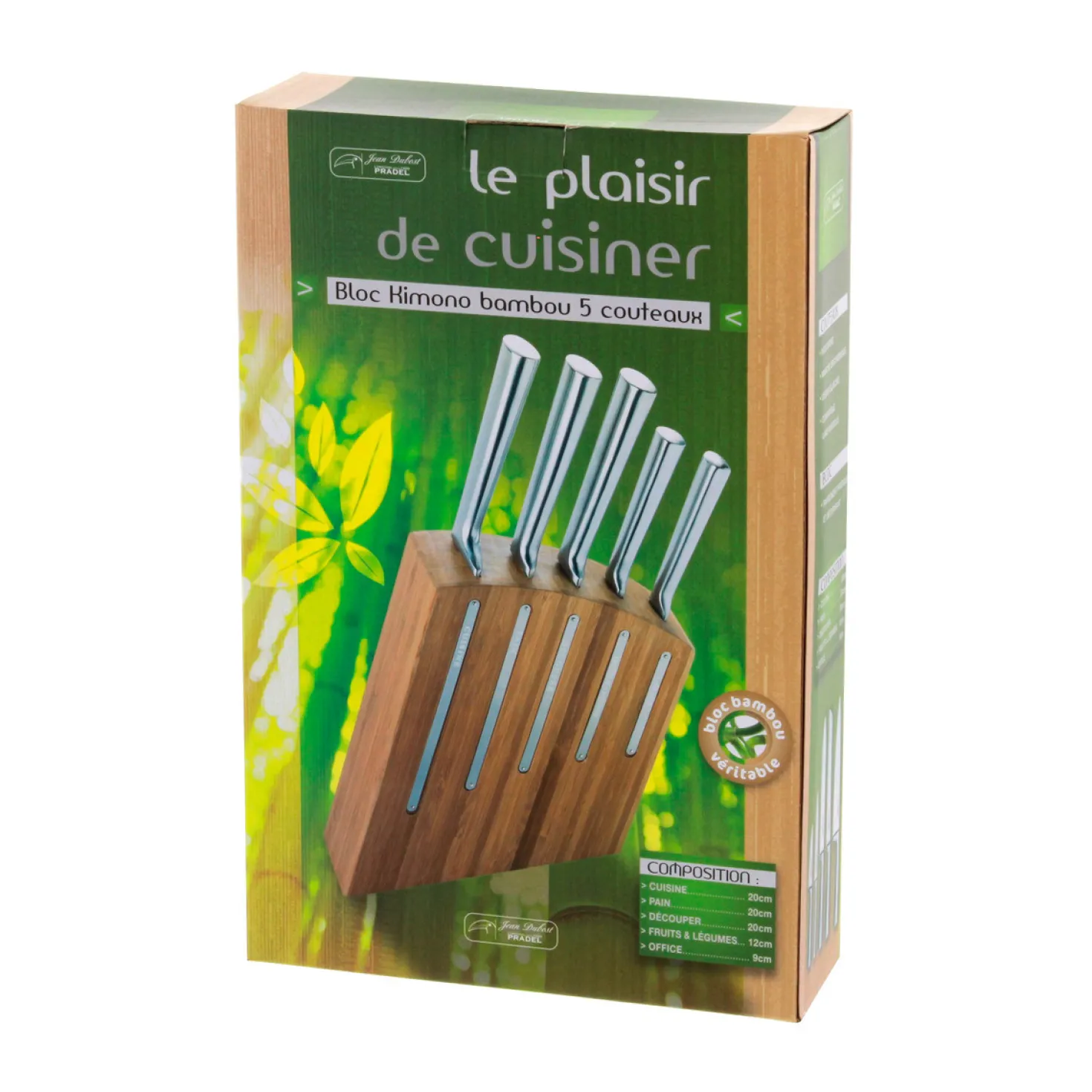 Bloc de 5 couteaux inox Kimono bambou - Jean Dubost