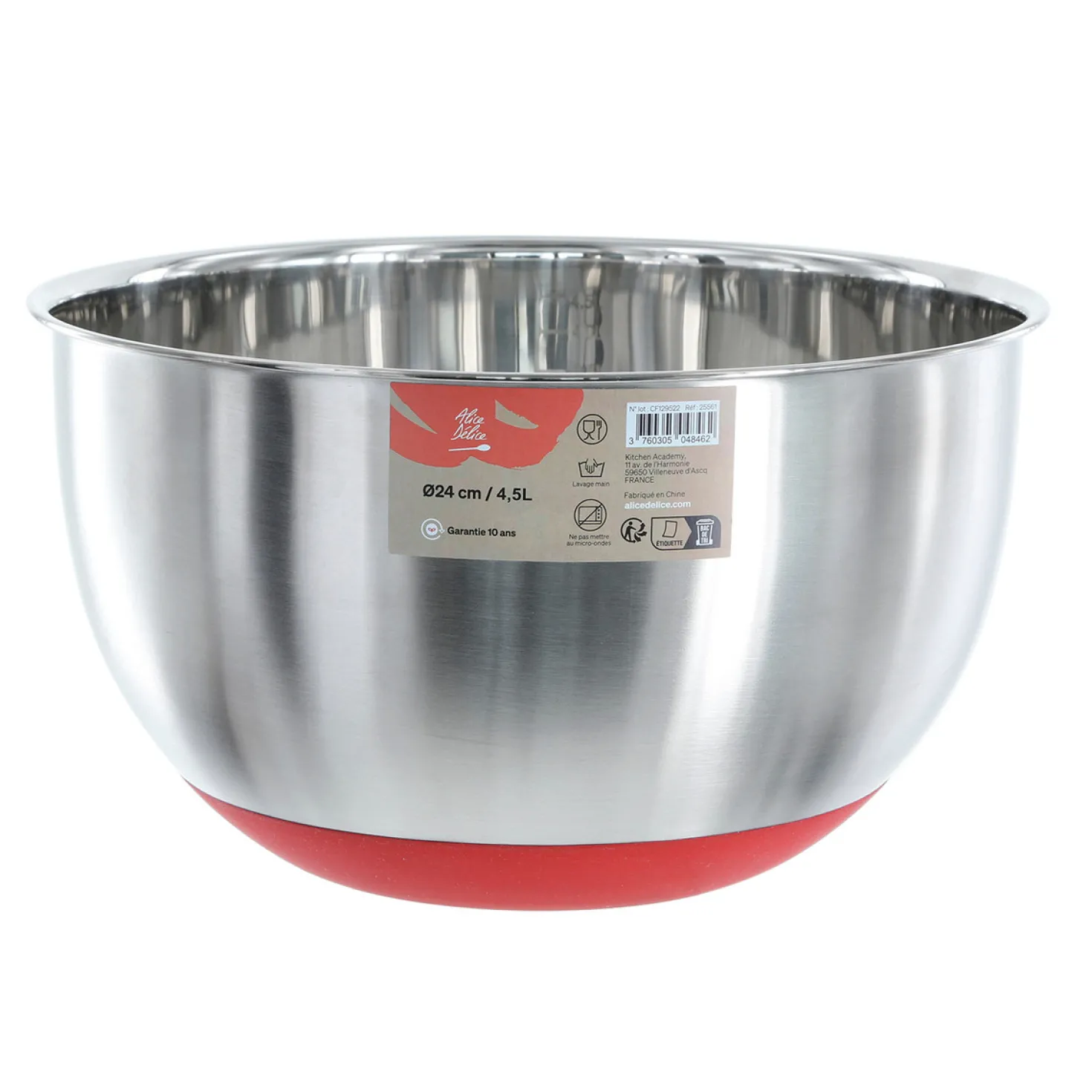 Bol de préparation inox anti -glisse 24 cm- Alice Délice