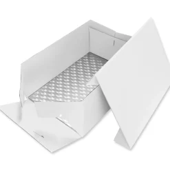 Boîte et support à gâteau rectangulaire en carton blanc et a