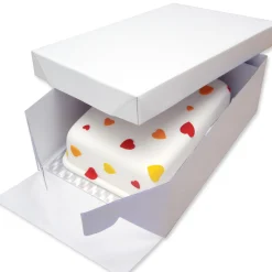 Boîte et support à gâteau rectangulaire en carton blanc et a