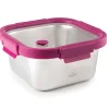 Boîte hermétique carrée en inox 640ml + couvercle en verre