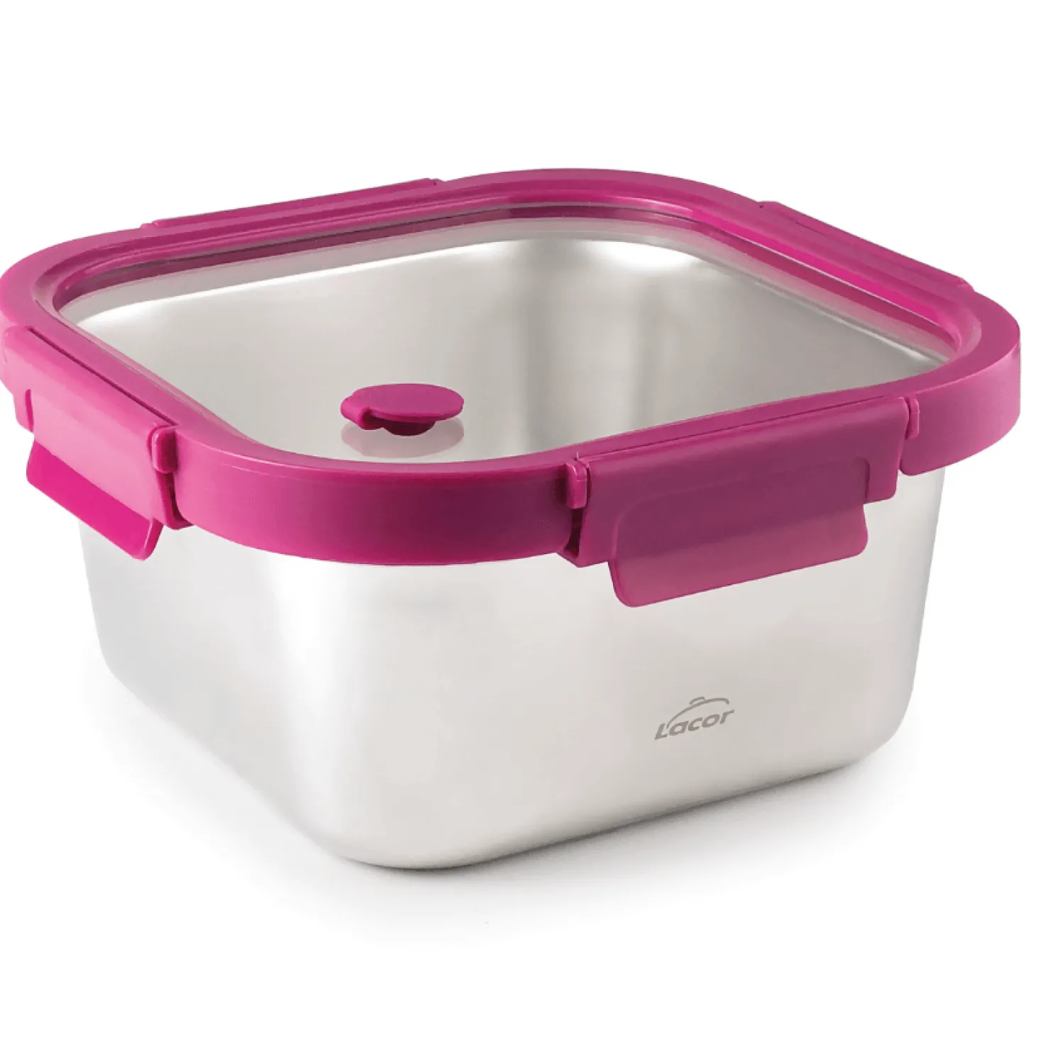 Boîte hermétique carrée en inox 640ml + couvercle en verre