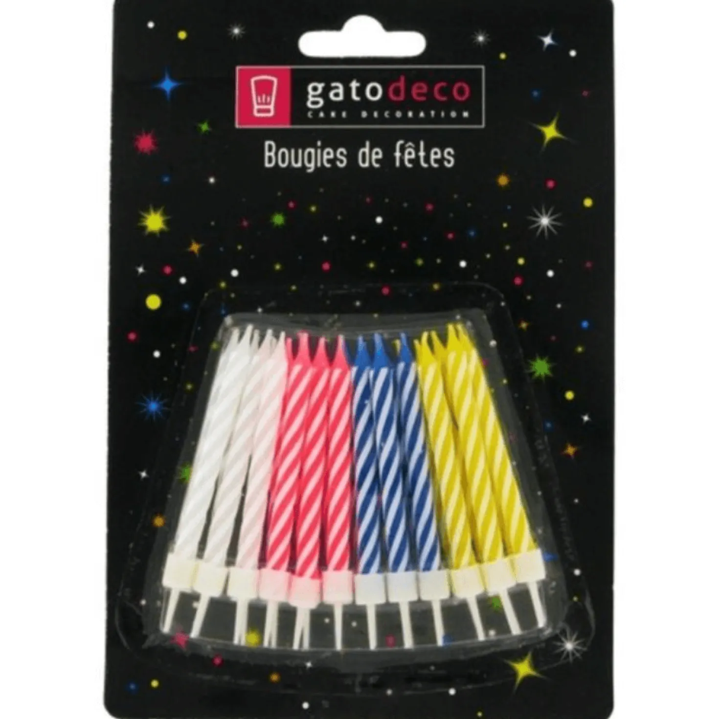 Bougies d'anniversaire 6 cm assorties (x 24) - Patisdecor
