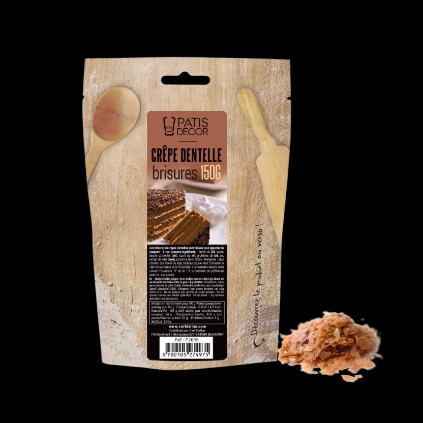 Brisures de Crêpe dentelle 250 gr - Trésors de Chefs