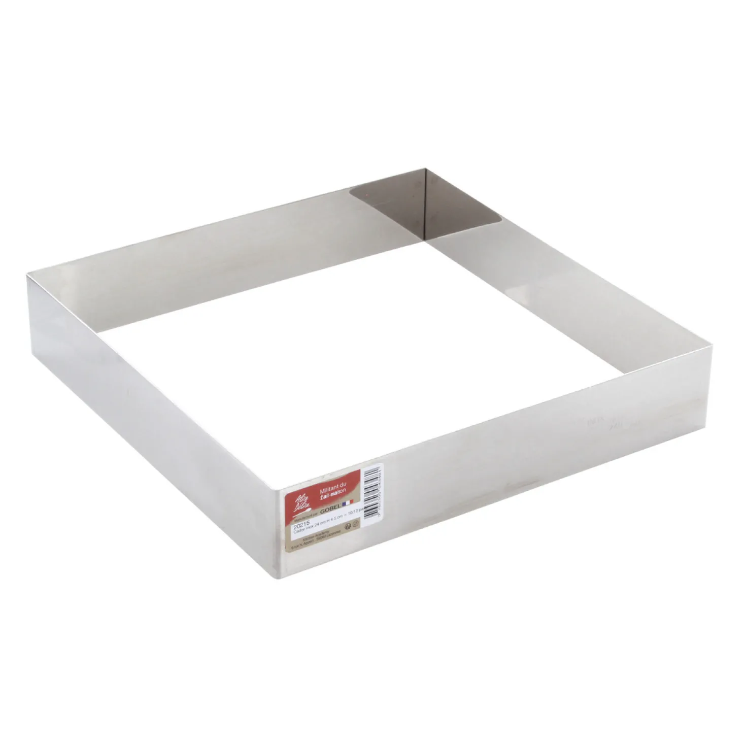 Cadre à pâtisserie carré inox 24 cm h 4.5 cm - Alice Délice