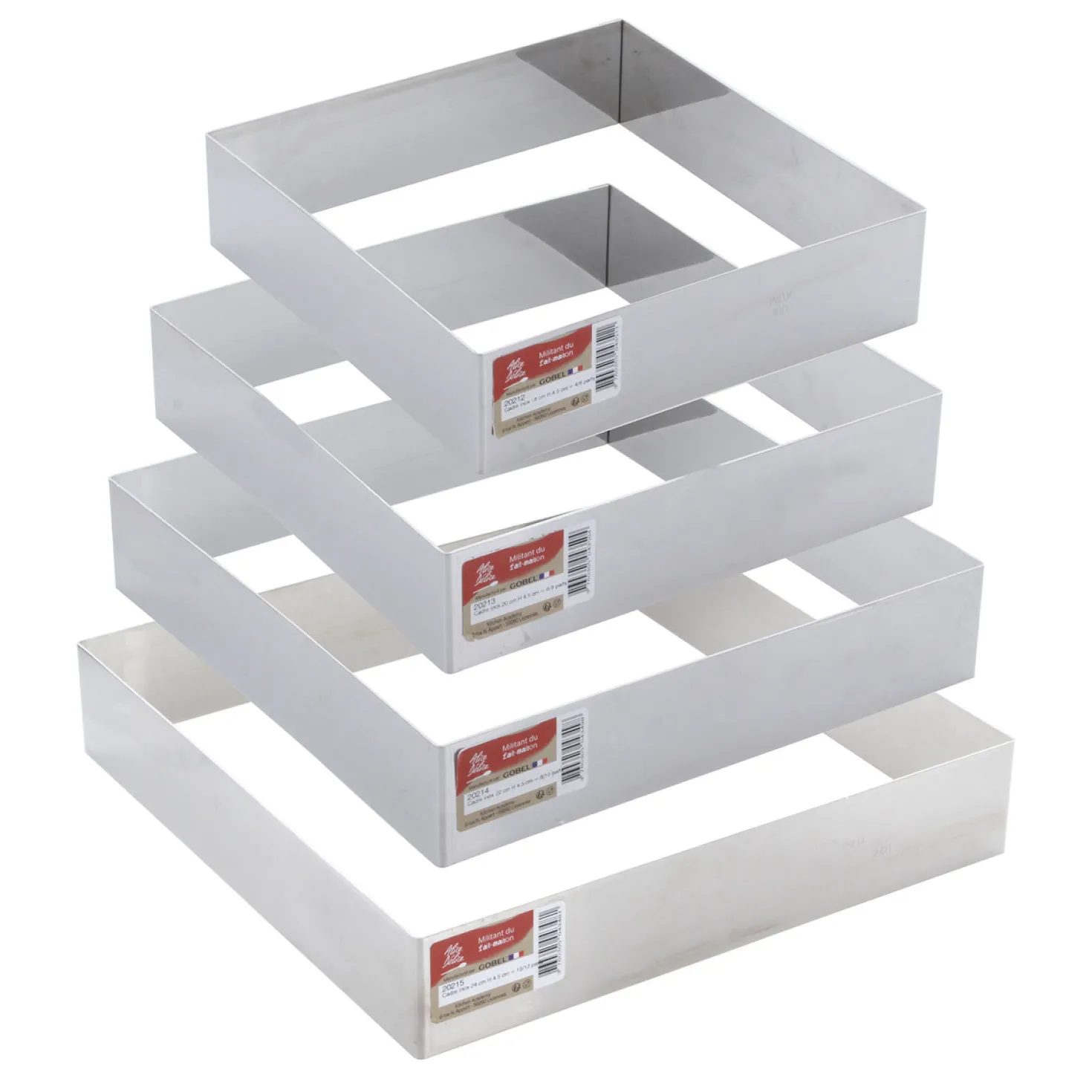 Cadre à pâtisserie carré inox 20 cm h 4.5 cm - Alice Délice