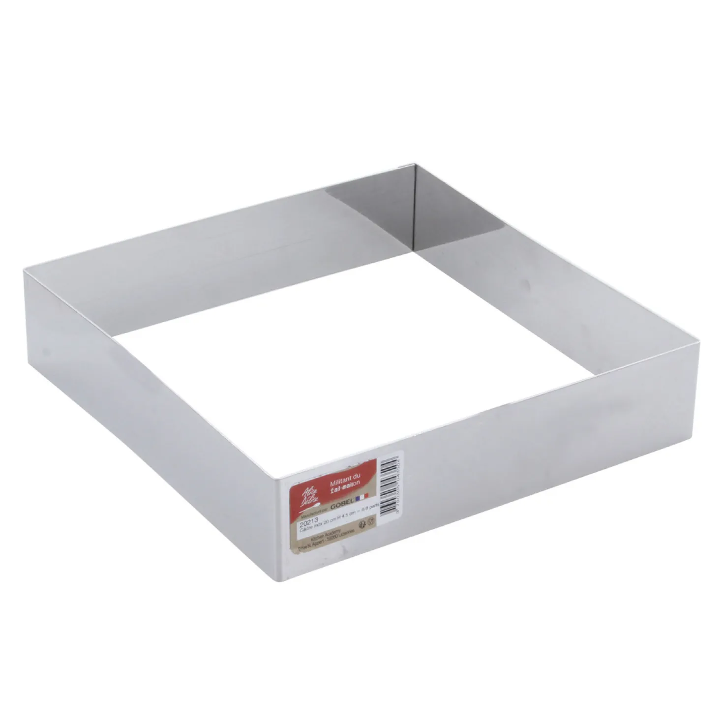 Cadre à pâtisserie carré inox 20 cm h 4.5 cm - Alice Délice