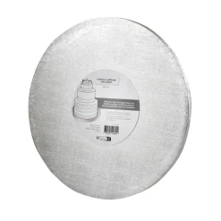 Cake drum : base épaisse pour gâteau ronde argentée 35 cm