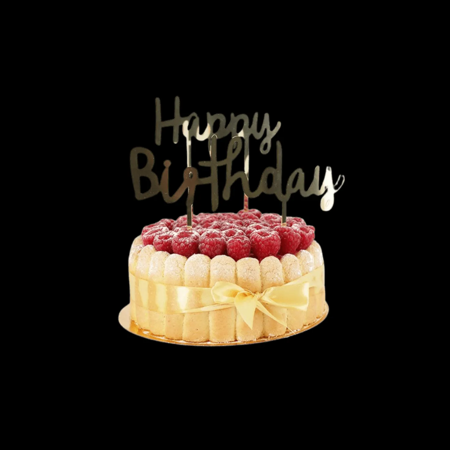 Cake topper Happy Birthday doré - Patisdécor