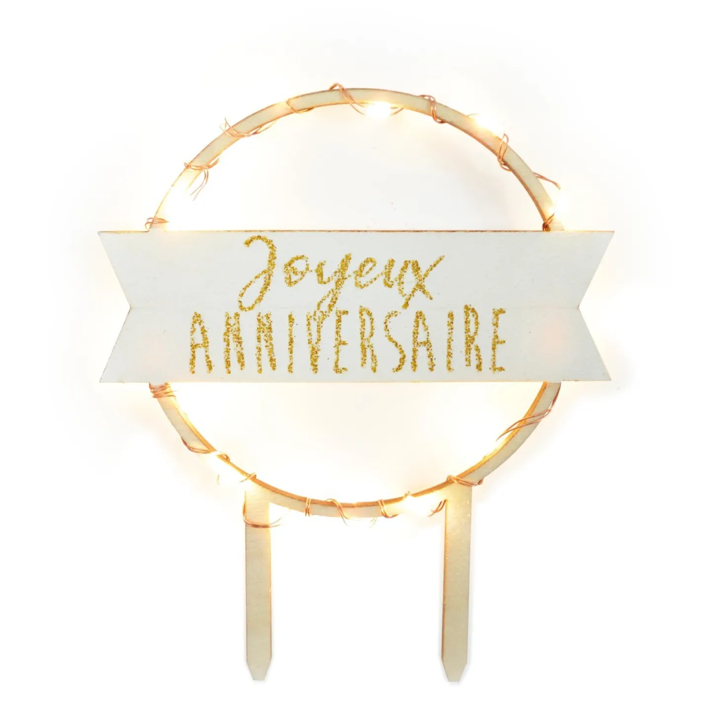 Cake topper Joyeux Anniversaire avec leds - Scrapcooking