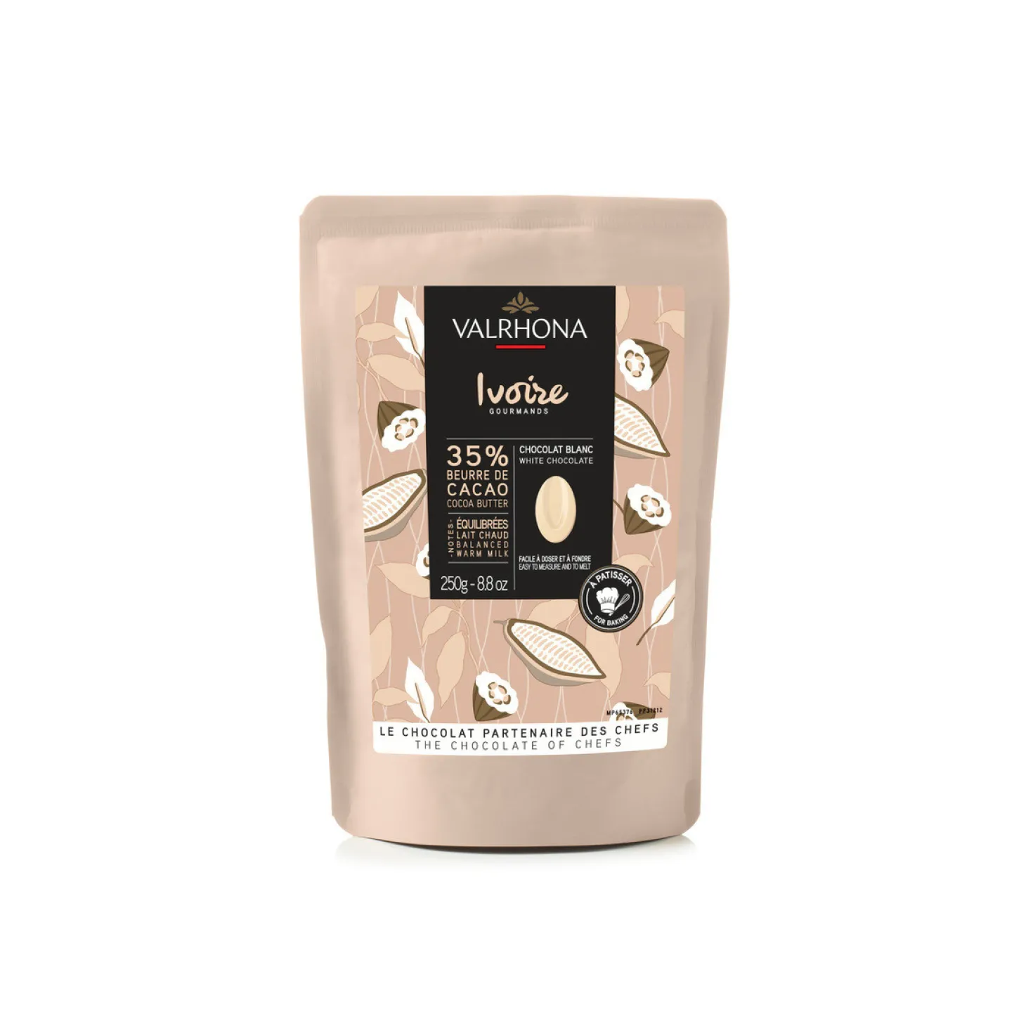 Chocolat à pâtisser blanc Ivoire 35% 250 gr - Valrhona