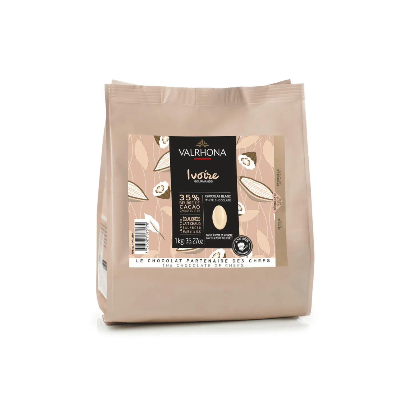Chocolat à pâtisser blanc Ivoire 35% 1 kg - Valrhona