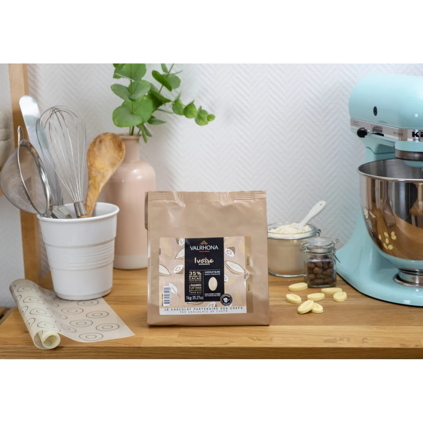 Chocolat à pâtisser blanc Ivoire 35% 1 kg - Valrhona