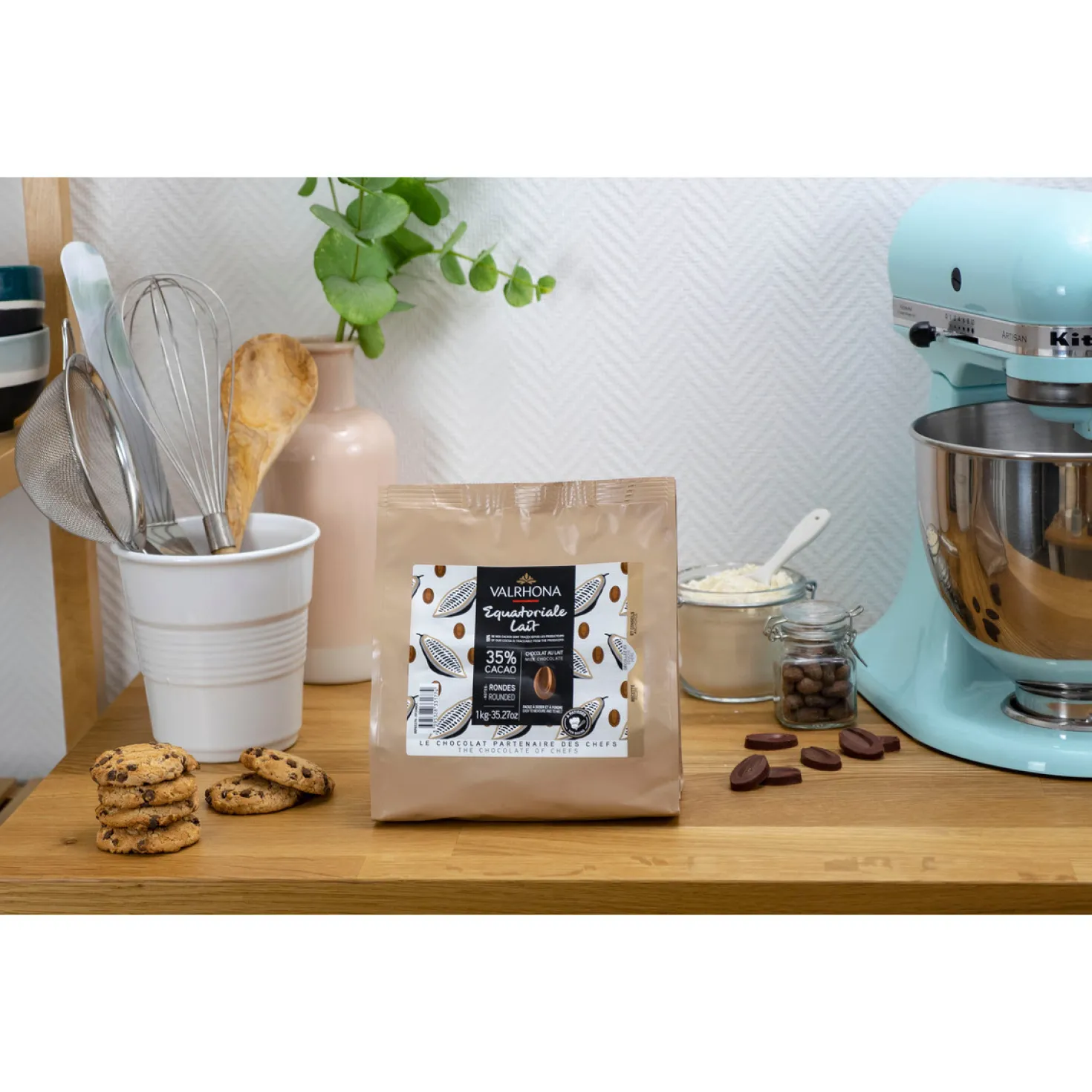 Chocolat à pâtisser lait Equatoriale Lait 35% 1 kg- Valrhona