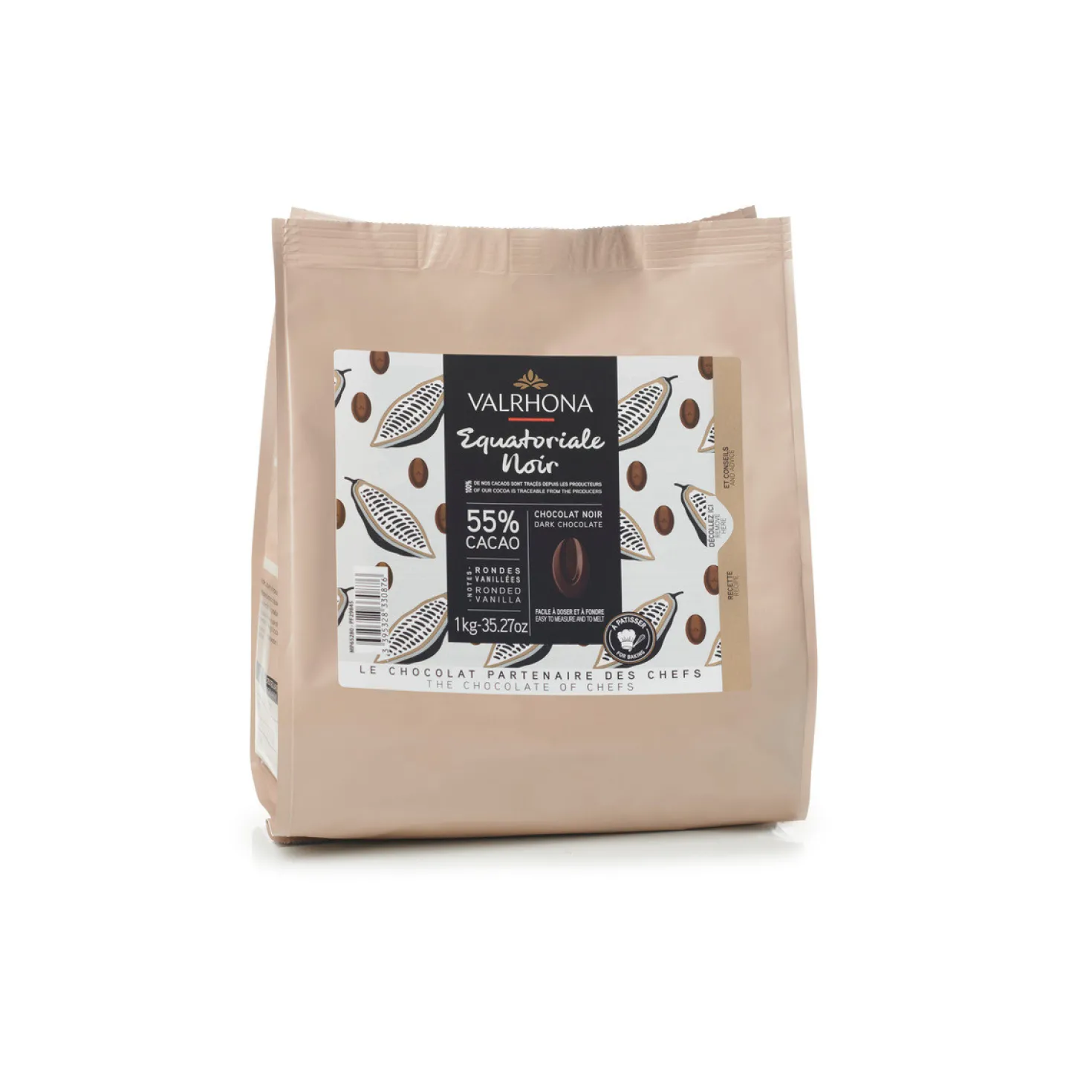 Chocolat à pâtisser noir Equatoriale 55% 1 kg - Valrhona