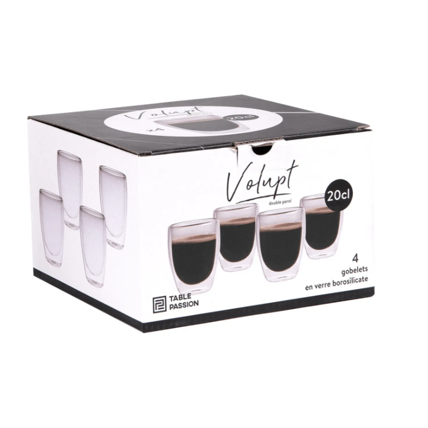 Coffret 4 gobelets double paroi Volupt 20cl - Table Passion