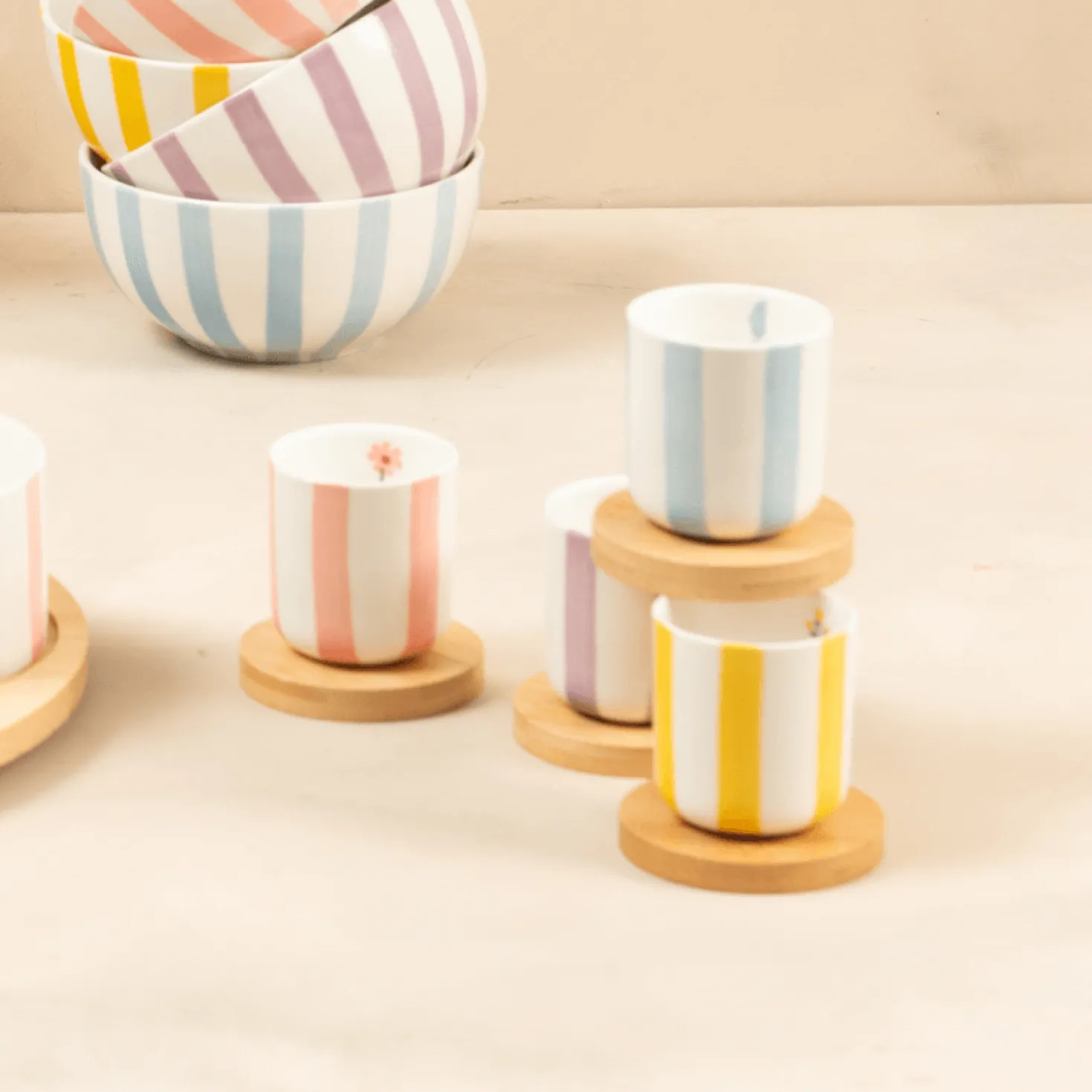 Coffret 4 tasses + sous tasses 10cl Bandol - Table Passion