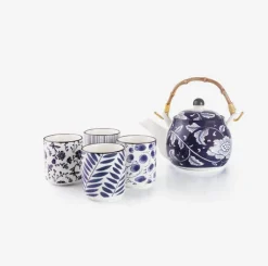 Coffret théière + 4 tasses Flora - Ibili