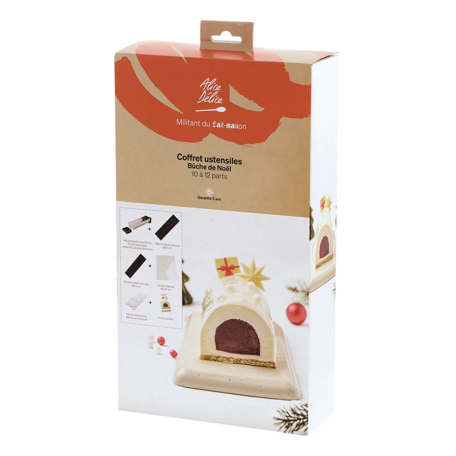 Coffret ustensiles bûche de Noël 30cm - Alice Délice