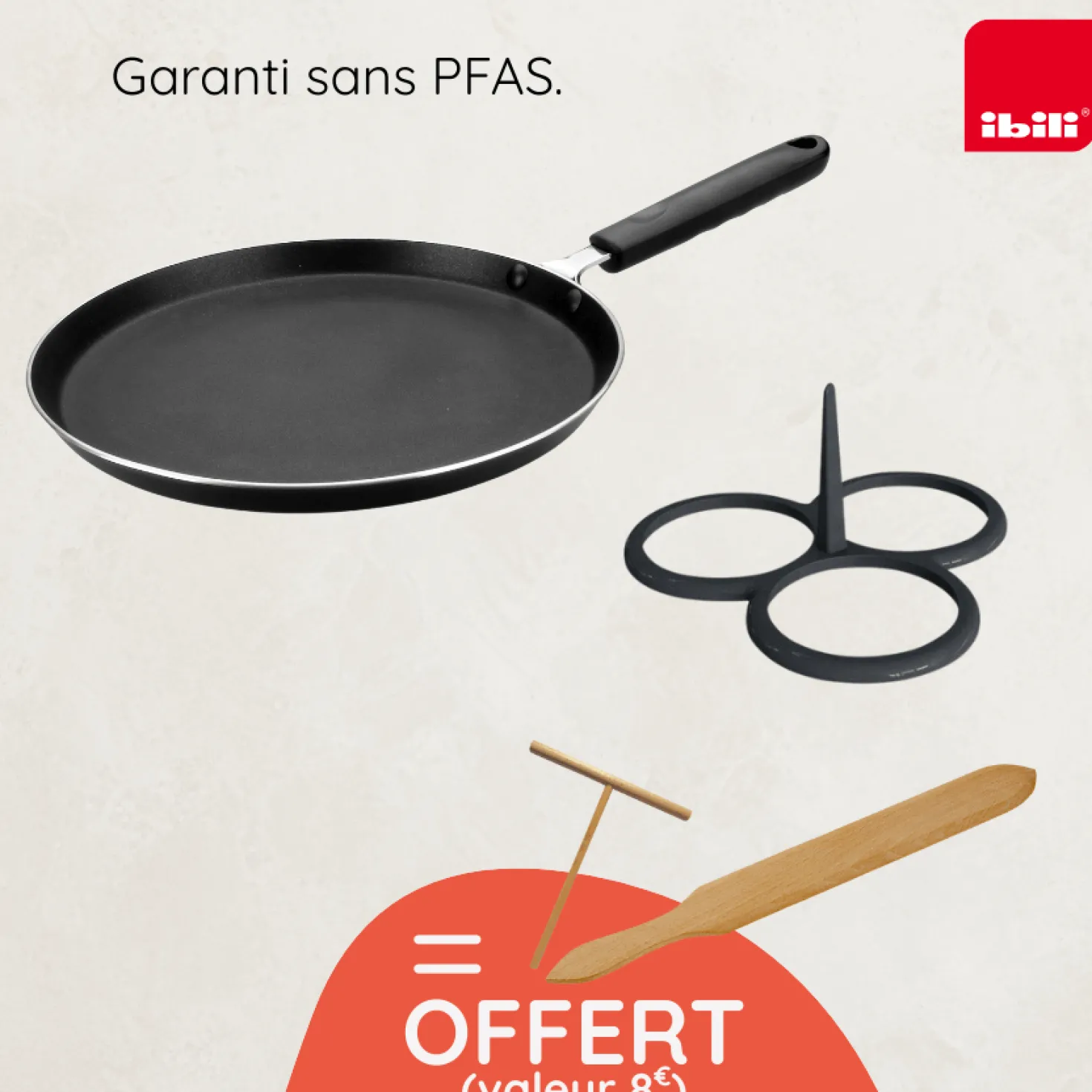 Crêpière revêtue 28cm et moule pancakes + accesoires offerts