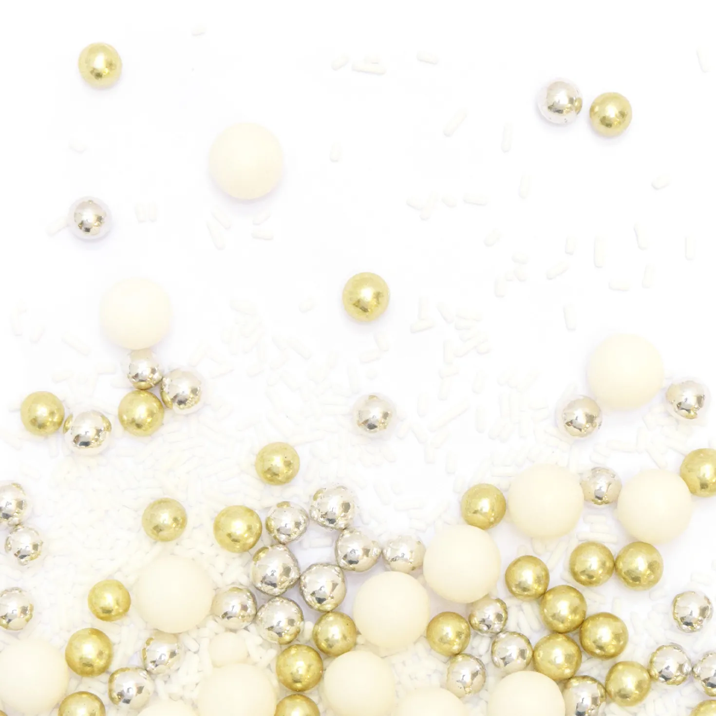 Décor parsemer Perles Blanc Or Argent 85 g - Scrapcooking