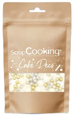 Décor parsemer Perles Blanc Or Argent 85 g - Scrapcooking