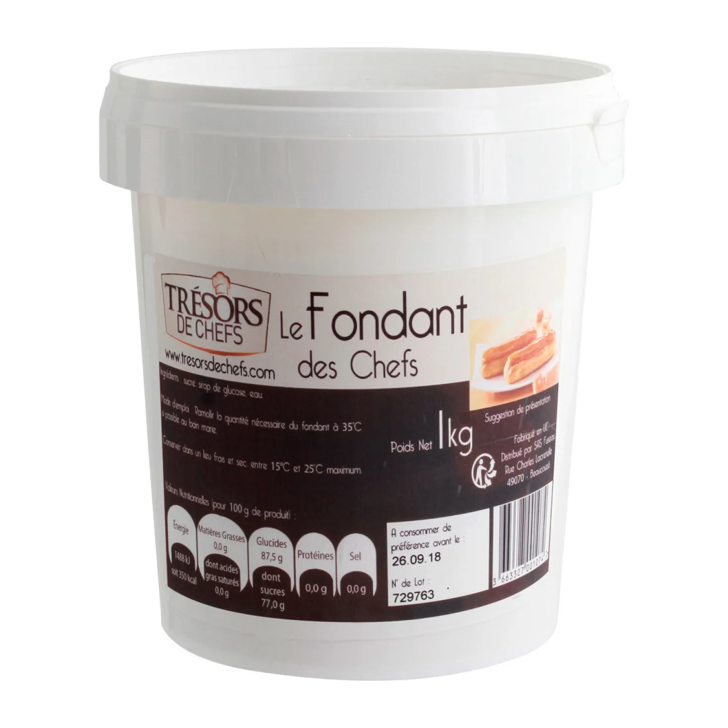 Fondant pâtissier blanc 1 kg - Trésors de Chefs