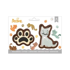 Kit 2 emporte-pièces en plastique : Chat - Décora