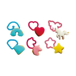 Kit 6 petits emporte-pièces en plastique : Licorne - Décora