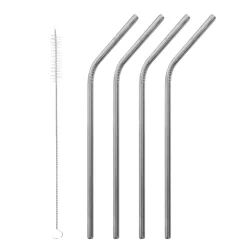 Lot de 4 pailles inox + brossé - Qwetch
