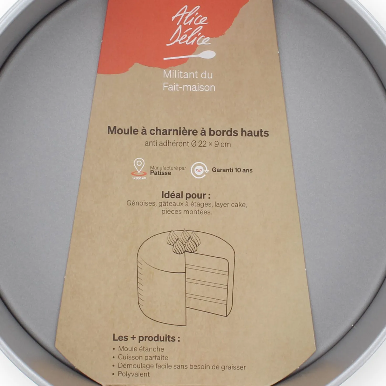 Moule à charnière à bords hauts en métal anti adhérent 22 x