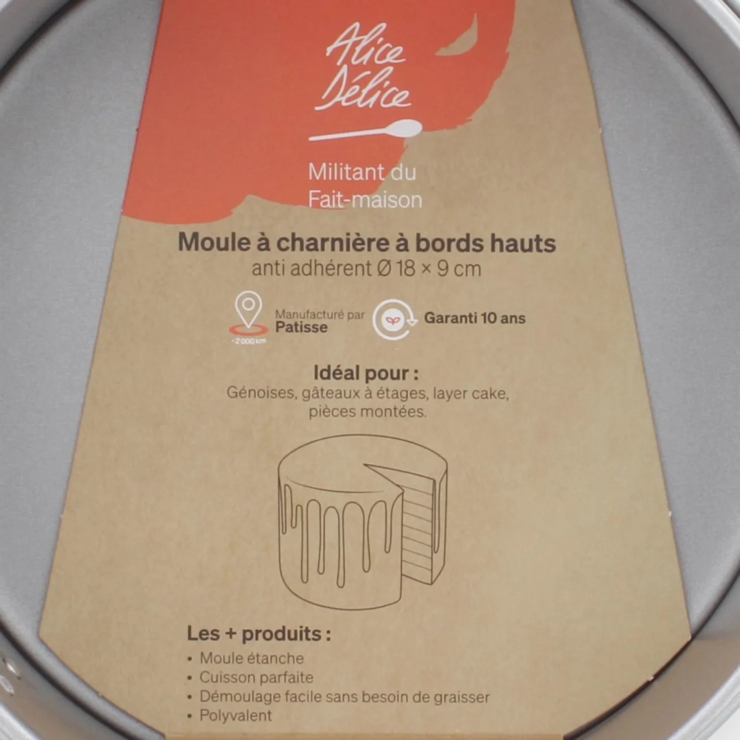 Moule à charnière à bords hauts en métal anti adhérent 18 x