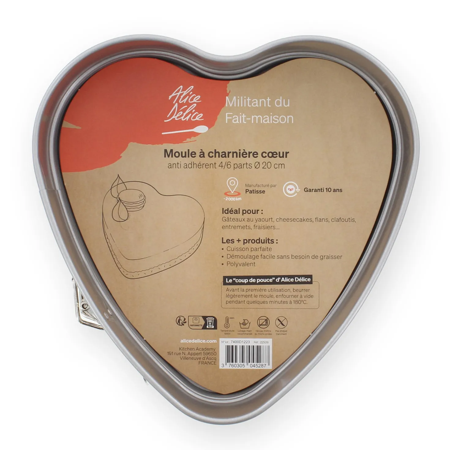 Moule à charnière coeur en métal anti adhérent 4/6 parts 20
