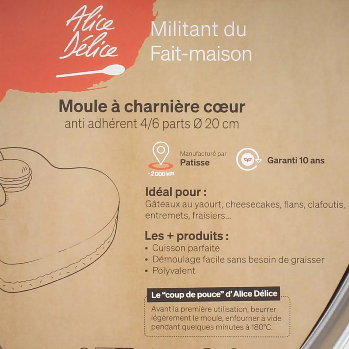 Moule à charnière coeur en métal anti adhérent 4/6 parts 20