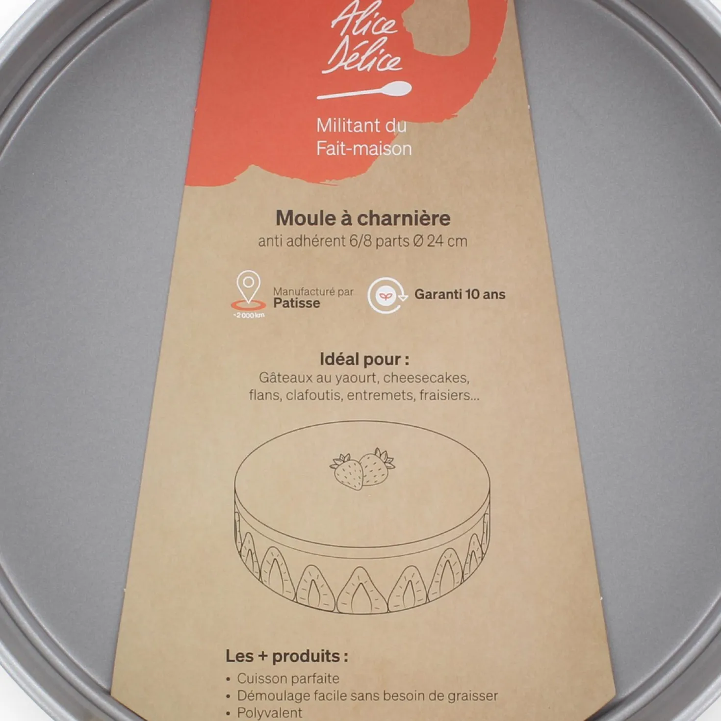 Moule à charnière en métal anti adhérent 6/8 parts 24 cm -