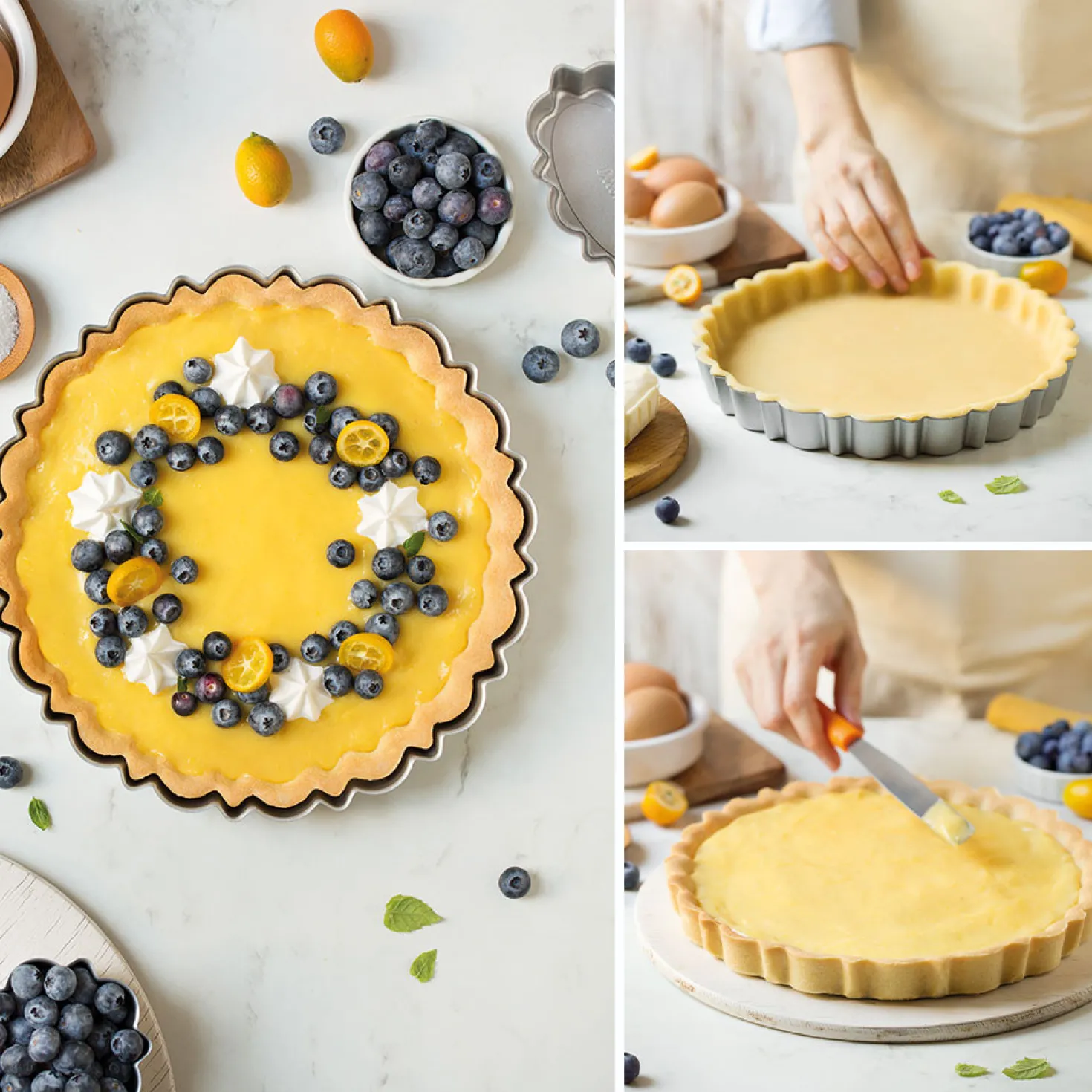 Moule à tarte avec fond amovible en métal anti adhésif 25 cm